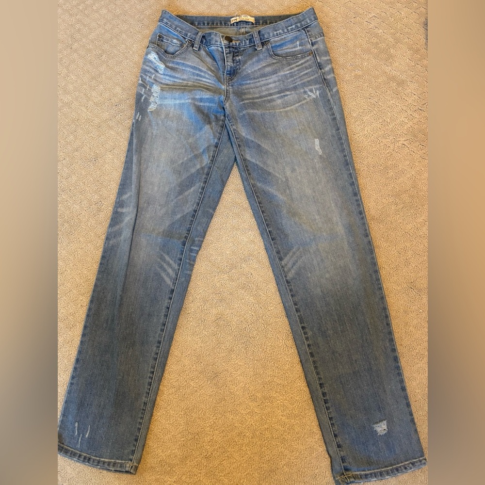 Vintage Free People Low Rise Distressed Straight Leg Denim Jeans